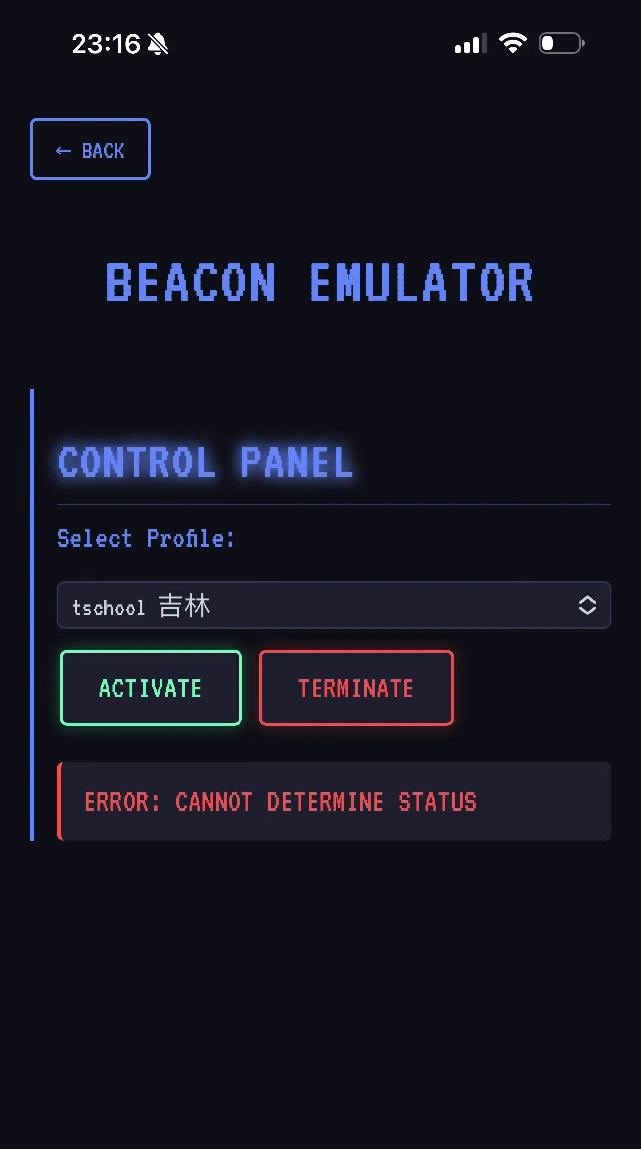 Activate and terminate Bluetooth beacon emulator on HackMaster Pi